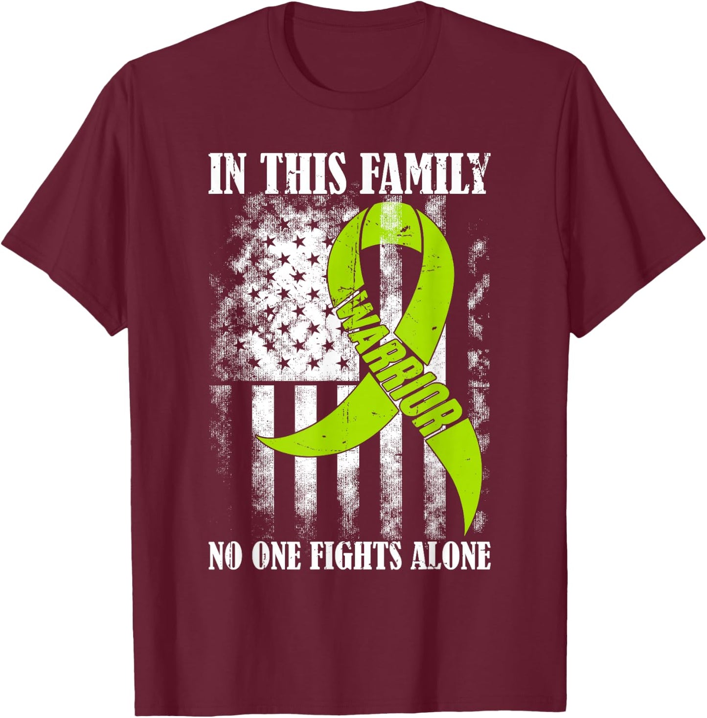 Retro In This Family No One Fight Alone Lymphoma Awareness T-Shirt - T-Shirt | Maroon
