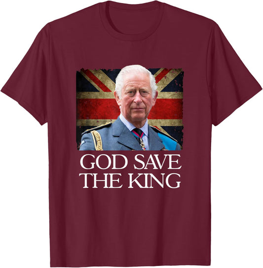 God Save The King of England Monarch 2022 Prince Charles T-Shirt - T-Shirt | Maroon