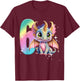 6th Birthday Shirt Dragon Party Rainbow Girl Dragon Cute Six T-Shirt - T-Shirt | Maroon