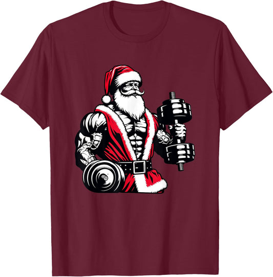 Swole Santa Christmas Gym T-Shirt - T-Shirt | Maroon