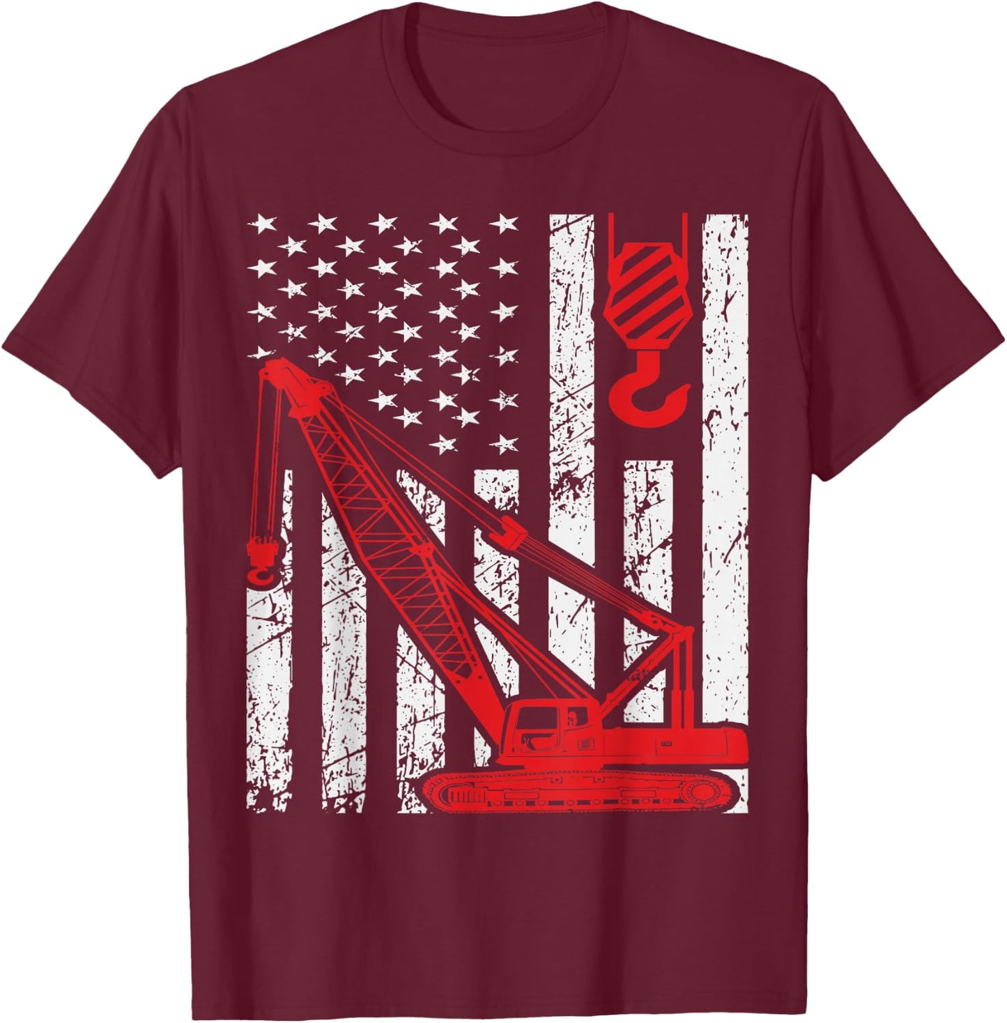 Excavating Machinery Retro bulldozer Excavator Co Men's Black Construction Worker T-Shirt - T-Shirt | Maroon
