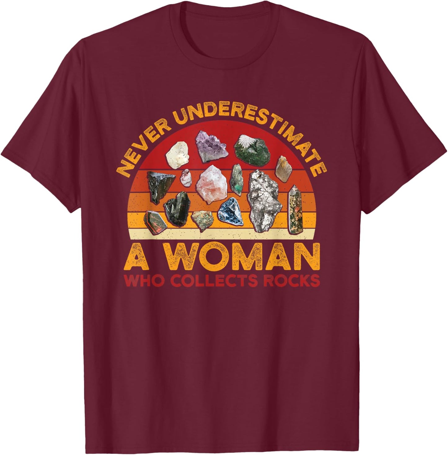 Collecting Rocks Retro Women Woman Who Collects Rocks T-Shirt - T-Shirt | Maroon
