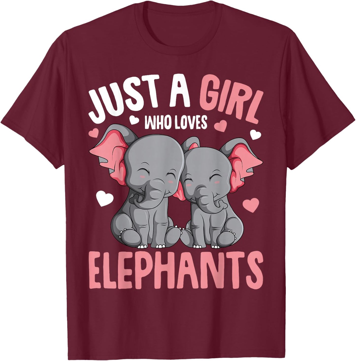 Just a Girl who Loves Elephants Kids Girls Elephant Lover T-Shirt - T-Shirt | Maroon