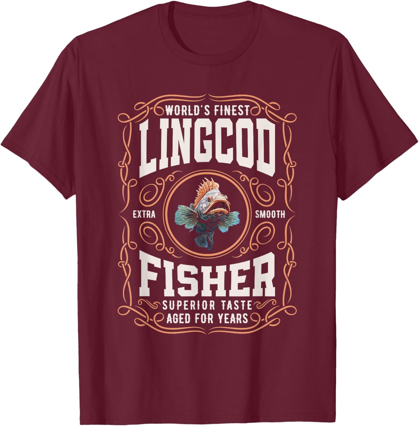 Worlds Finest Lingcod Fisher, Funny Lingcod Fishing T-Shirt - T-Shirt | Maroon
