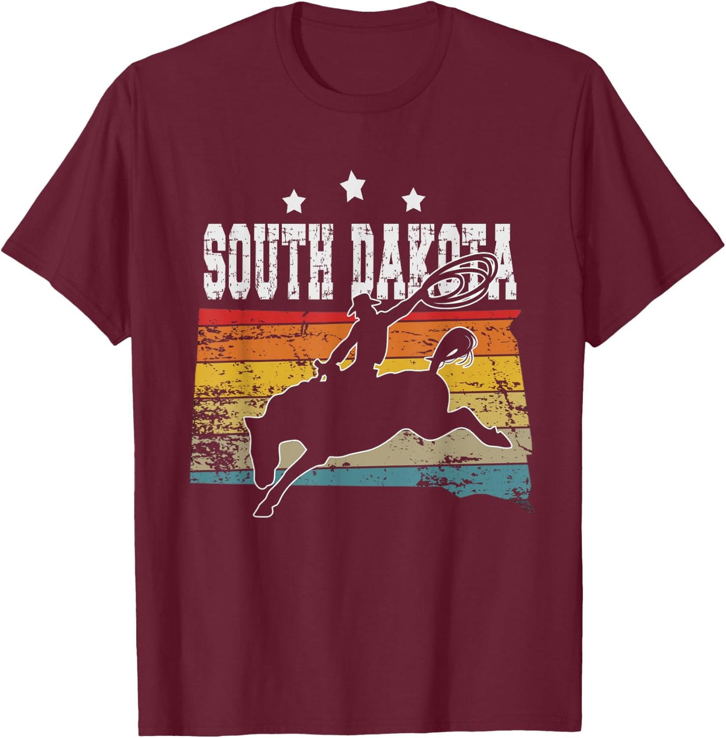 Vintage South Dakota Rodeo T-Shirt - T-Shirt | Maroon