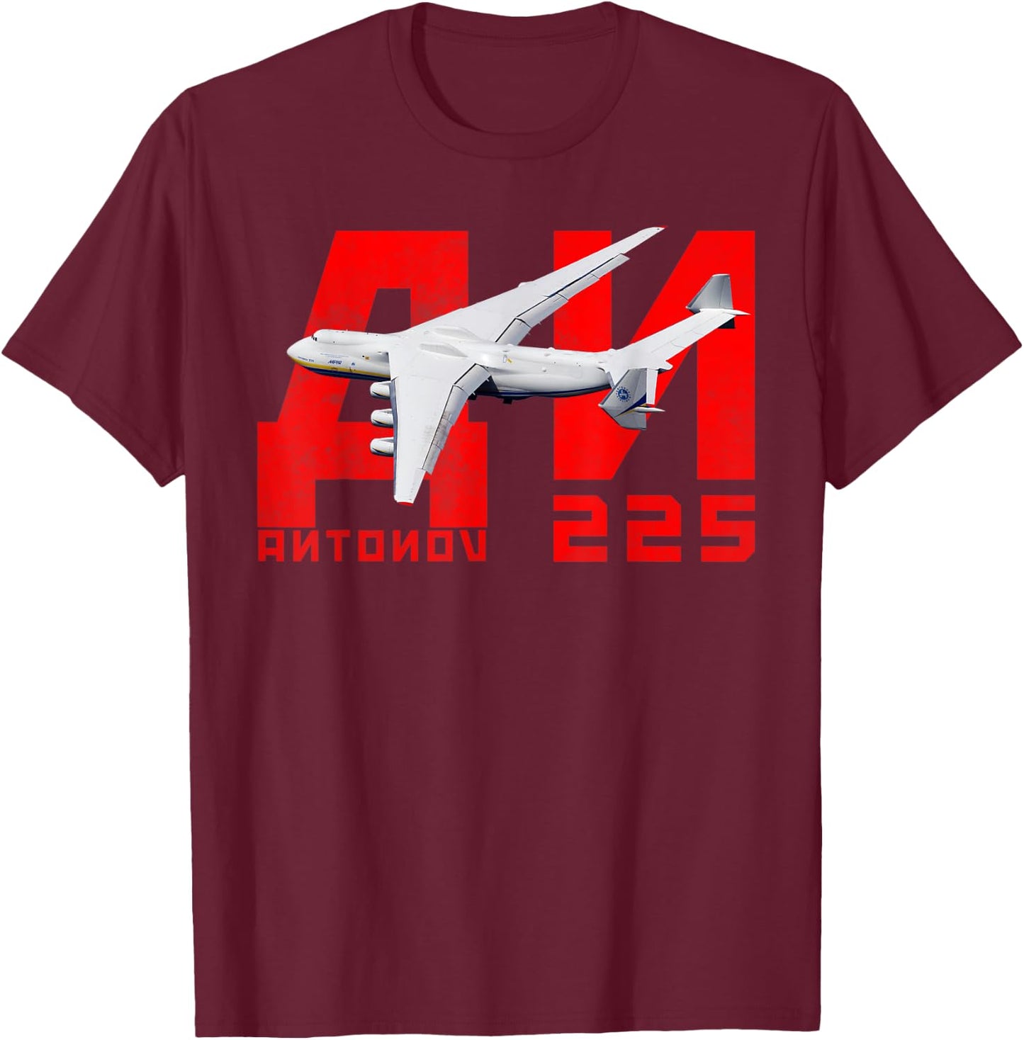Antonov AN-225 CCCP Soviet USSR Aeroplane Soviet Aviation T-Shirt - T-Shirt | Maroon