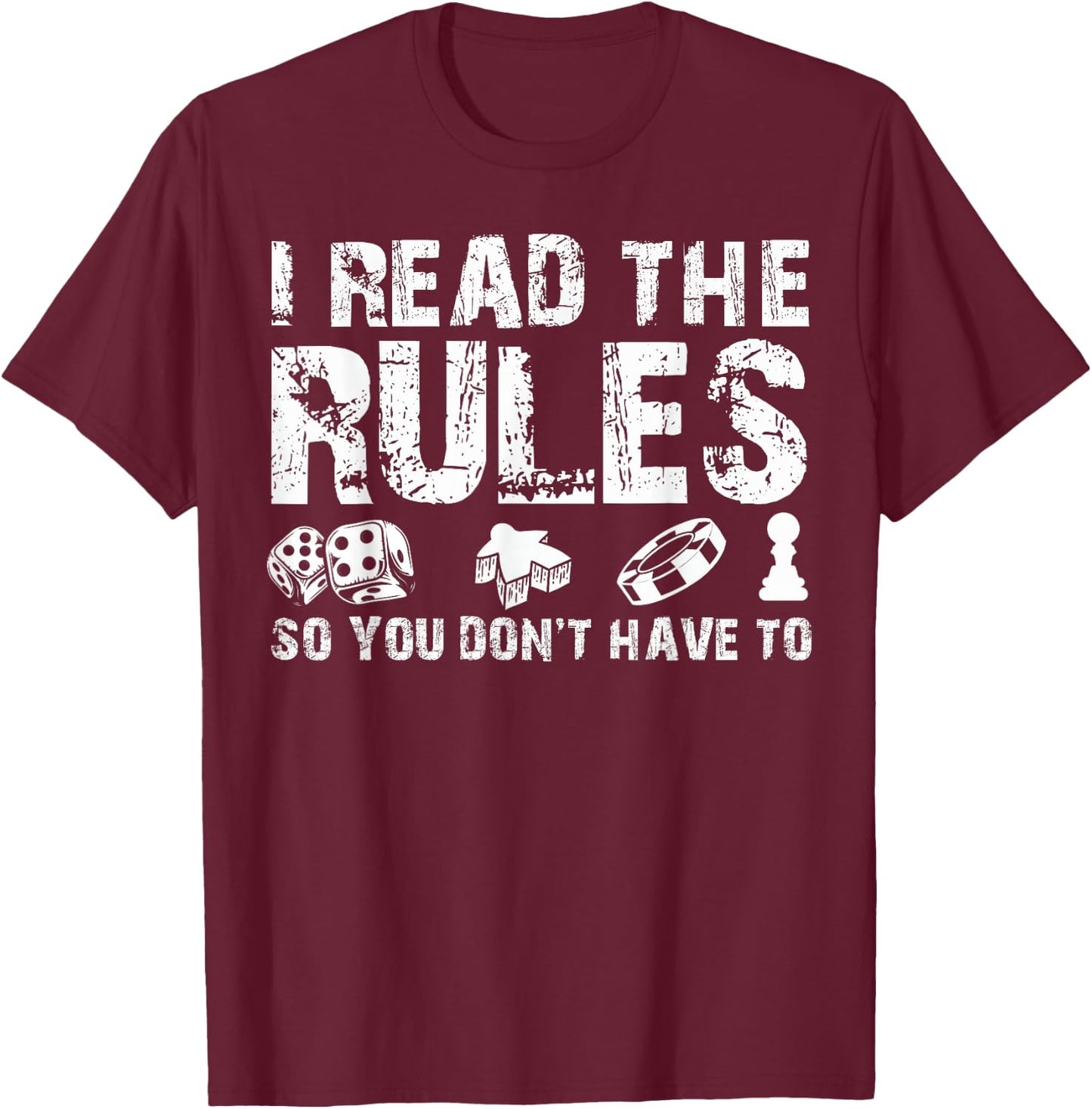 Board Games Vintage Game Night Men Women I Read The Rules T-Shirt - T-Shirt | Maroon