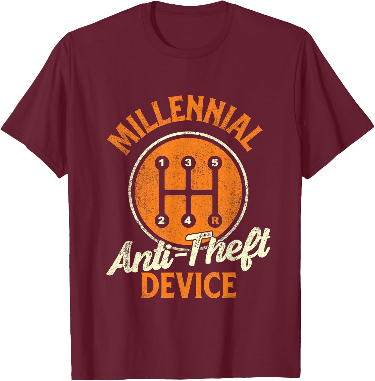 Millennial Anti Theft Device - Car Lover Auto Mechanic T-Shirt - T-Shirt | Maroon
