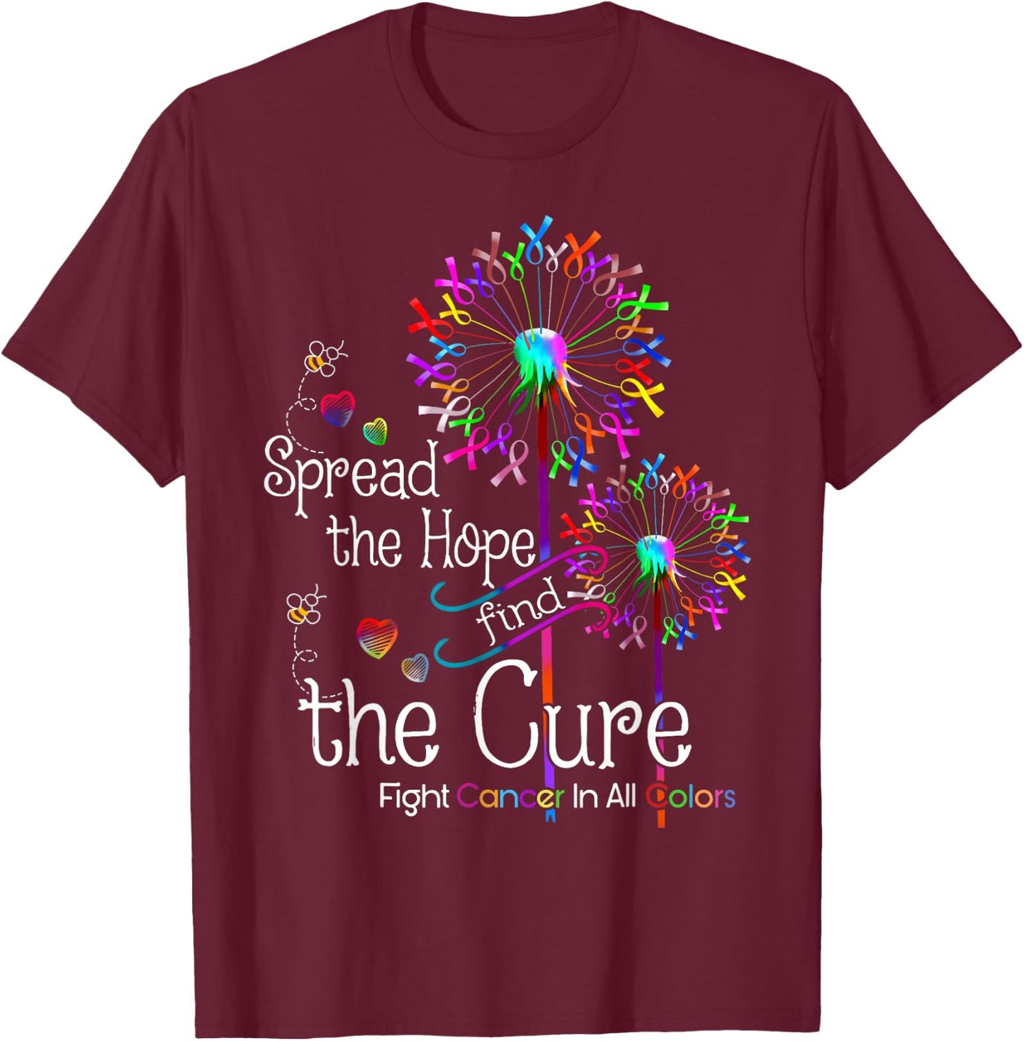 Fight Cancer In All Color Spread-Hope Find A Cure T-Shirt - T-Shirt | Maroon