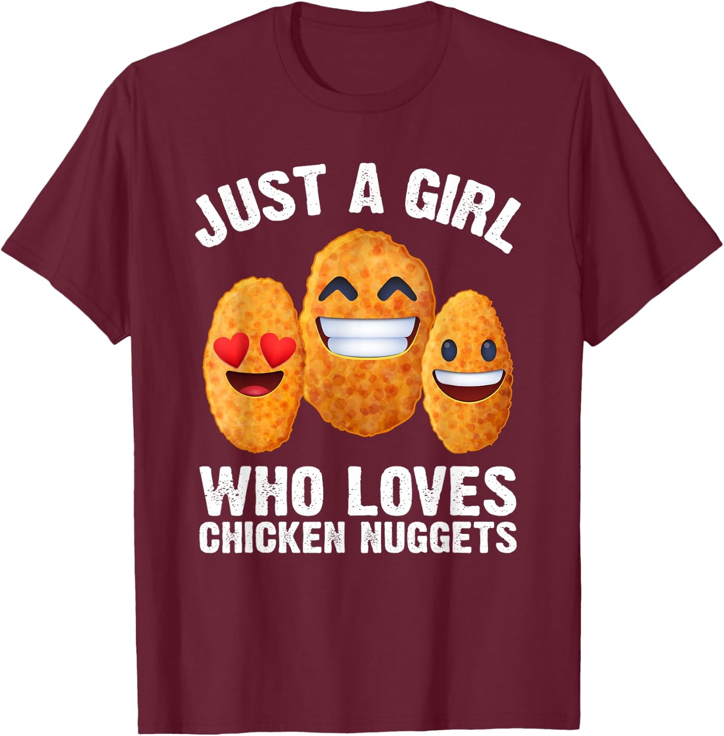 Funny Chicken Nugget Design For Girls Women Nuggets Lovers T-Shirt - T-Shirt | Maroon