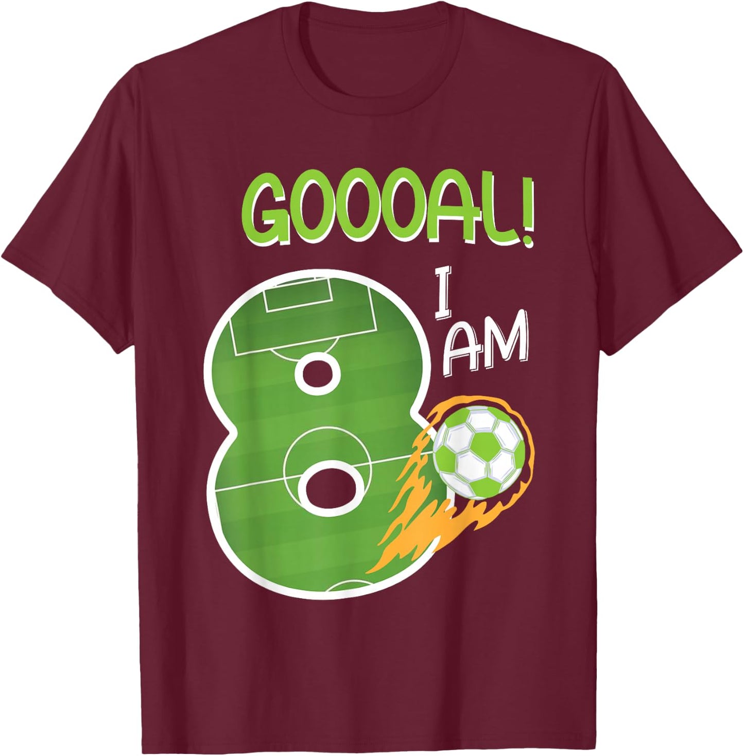 Soccer i'm 8 years old boy birthday T-Shirt - T-Shirt | Maroon