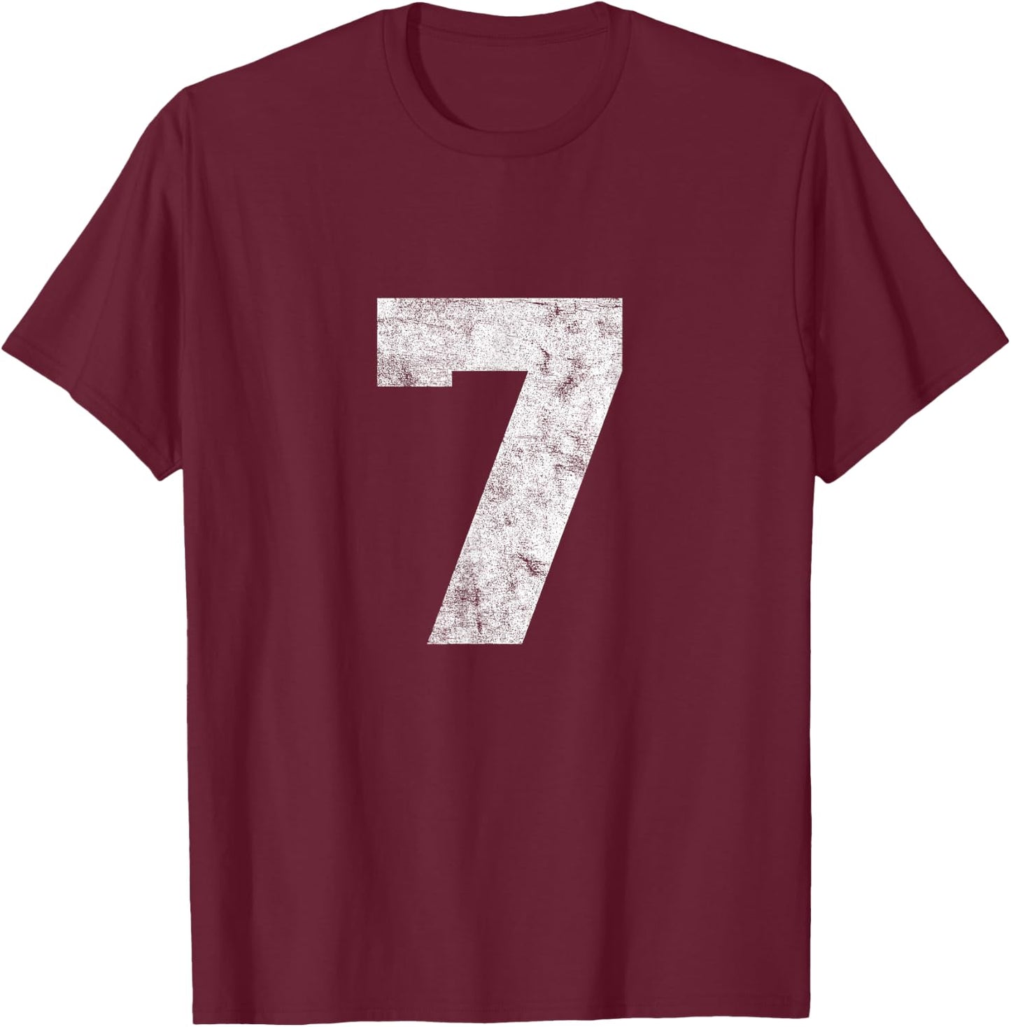Vintage Lucky Number 7 Birthday Sports Player Team Athlete T-Shirt - T-Shirt | Maroon
