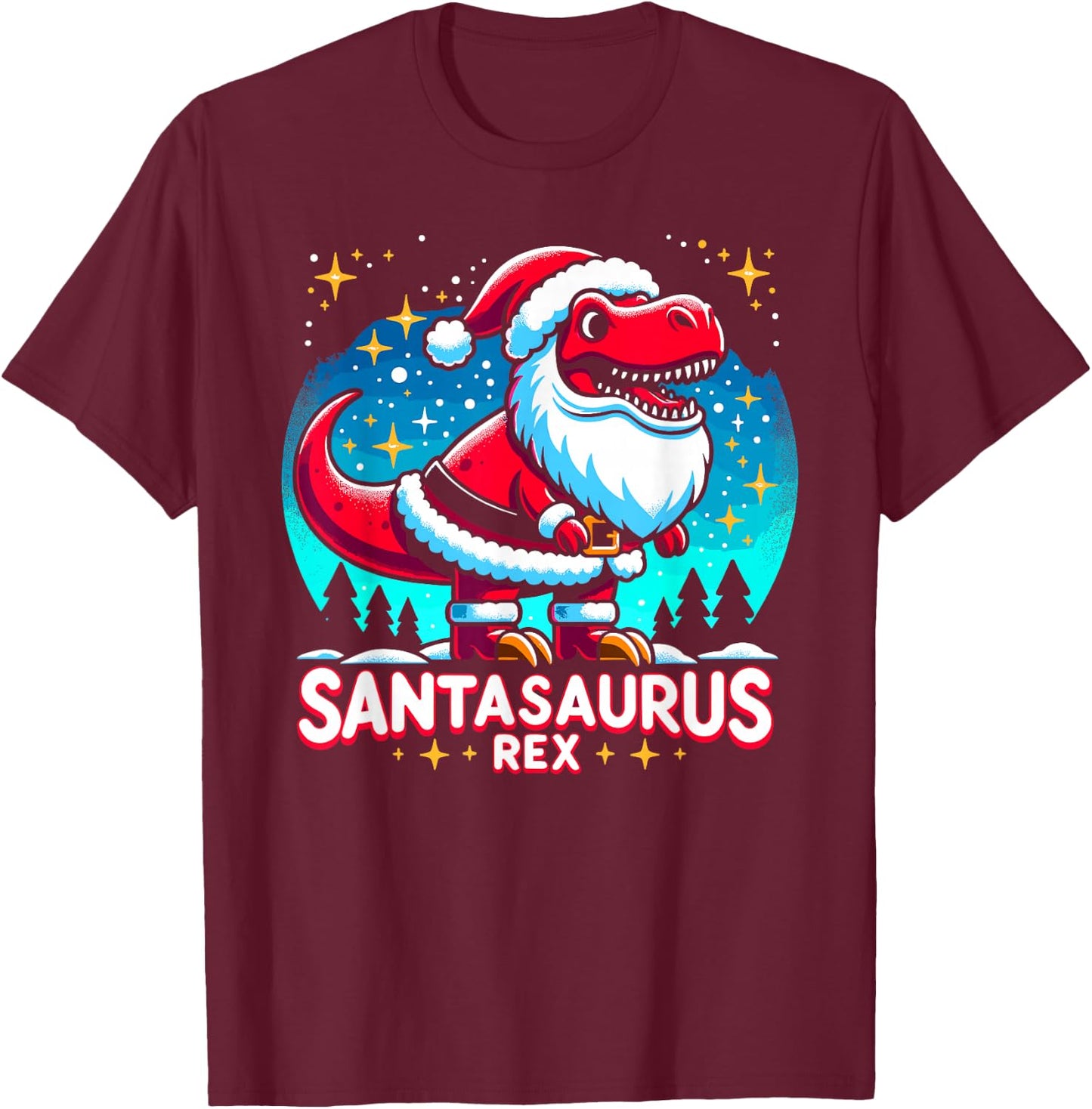 Dear Santasaurus Rex Christmas Dinosaur Presents for Adults T-Shirt - T-Shirt | Maroon