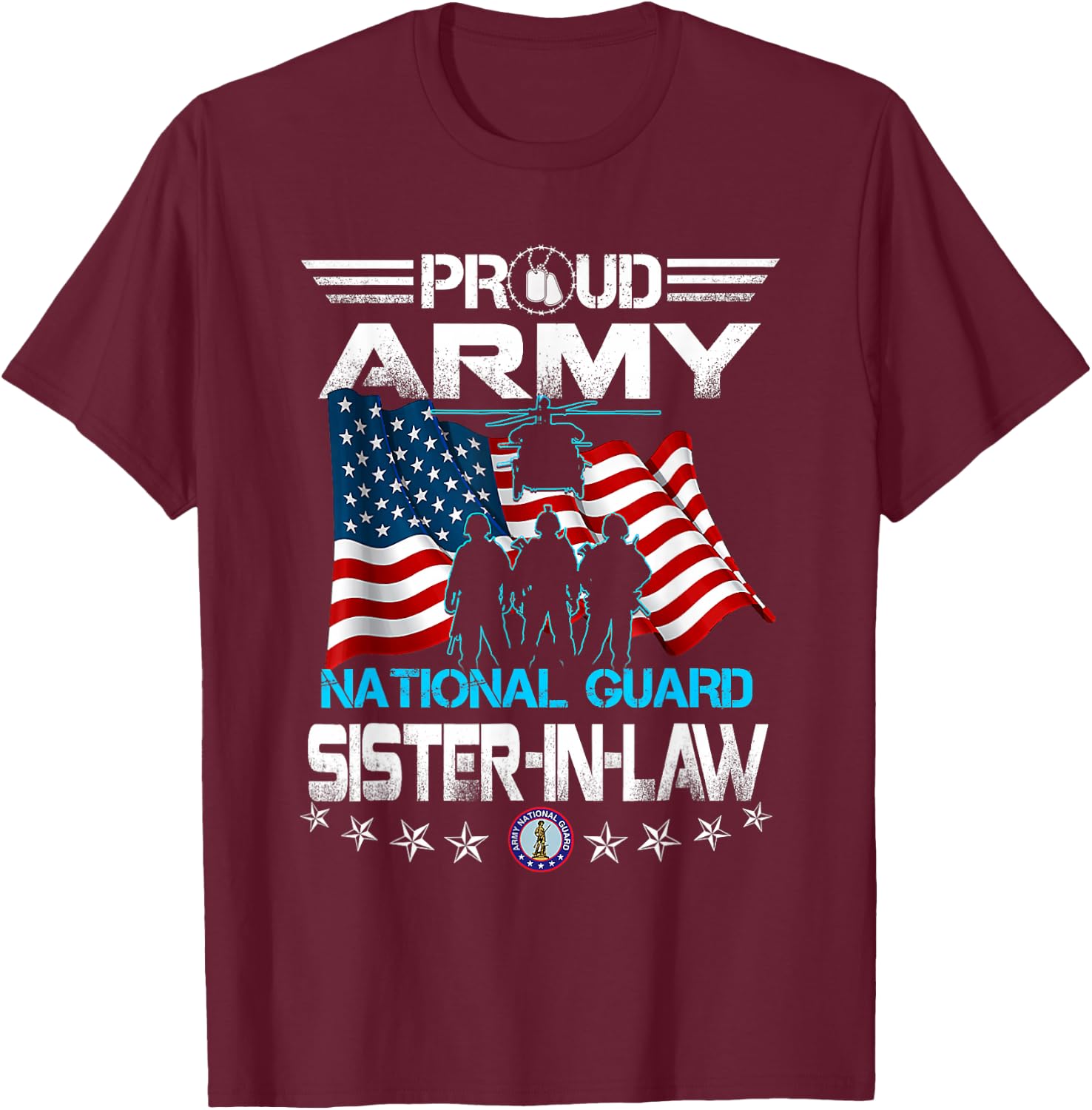 Proud Army National Guard Sister-In-Law Veterans Day T-Shirt - T-Shirt | Maroon