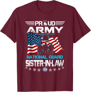 Proud Army National Guard Sister-In-Law Veterans Day T-Shirt - T-Shirt | Maroon