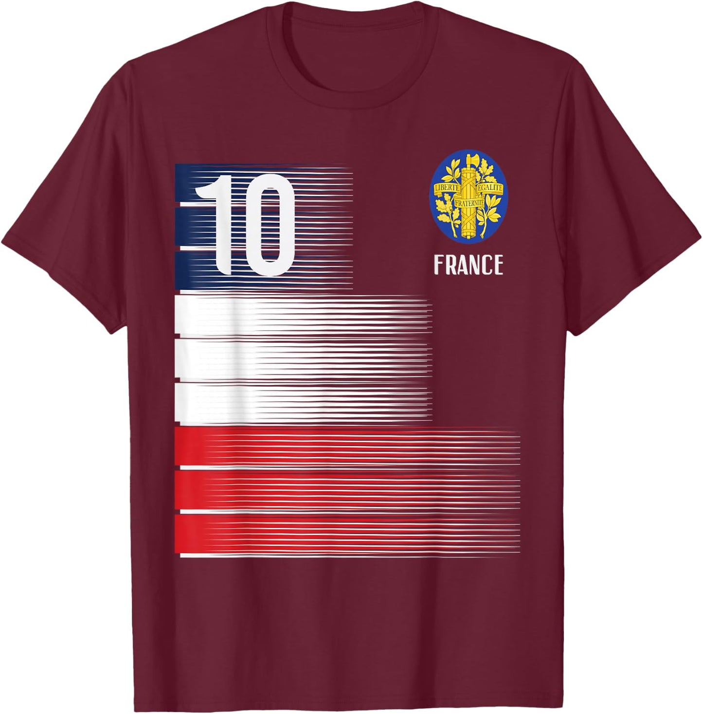 France Flag Number 10 French Soccer Men Women Boys Girl Kids T-Shirt - T-Shirt | Maroon
