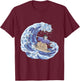 Surfing Japan Samurai Cat Vintage Surf Board T-Shirt - T-Shirt | Maroon