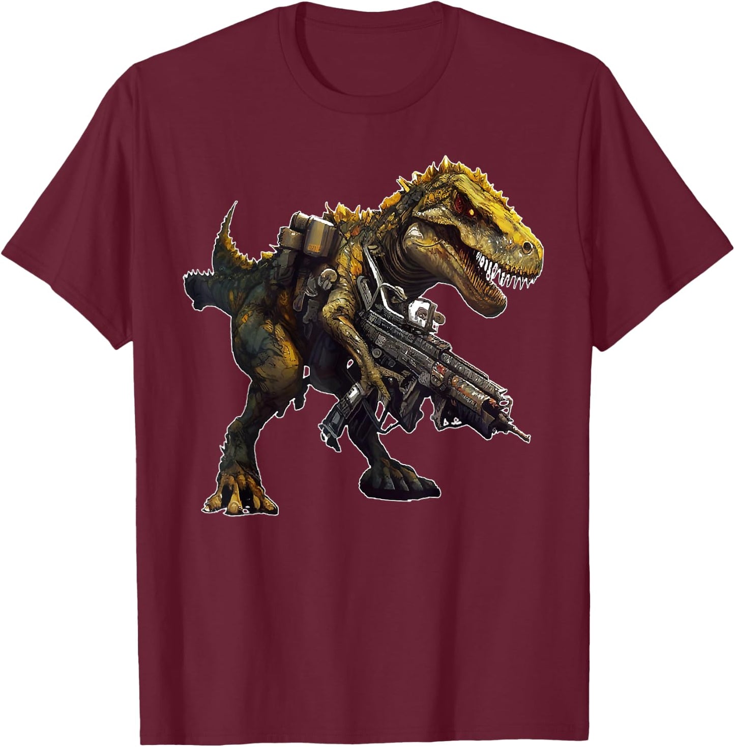 Funny T-rex Dinosaur Gun Animal Guns Lover T-Shirt - T-Shirt | Maroon