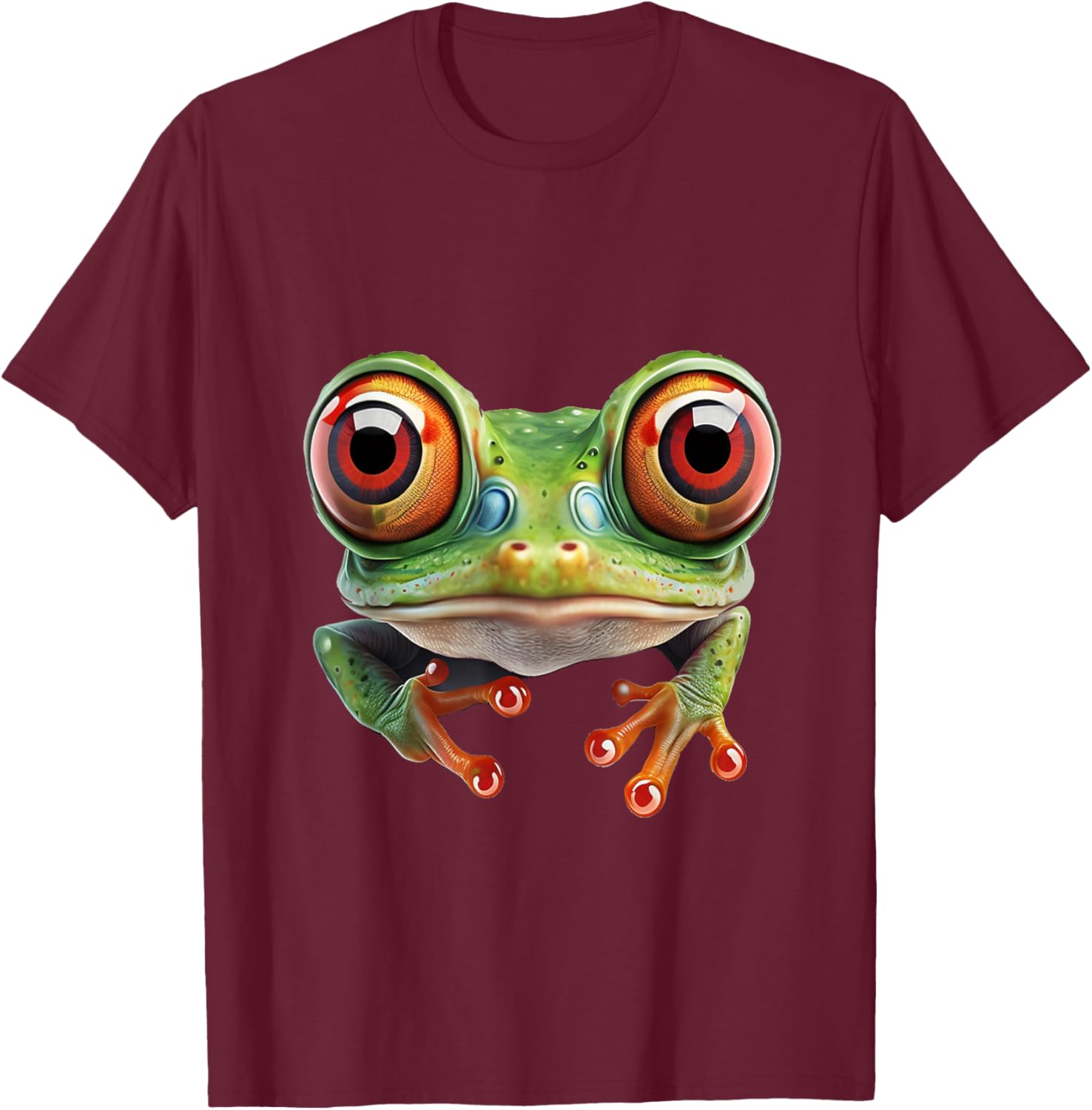 Green Body Tree Frog Red Eyed Tree Frog Rainforest Amphibian T-Shirt - T-Shirt | Maroon