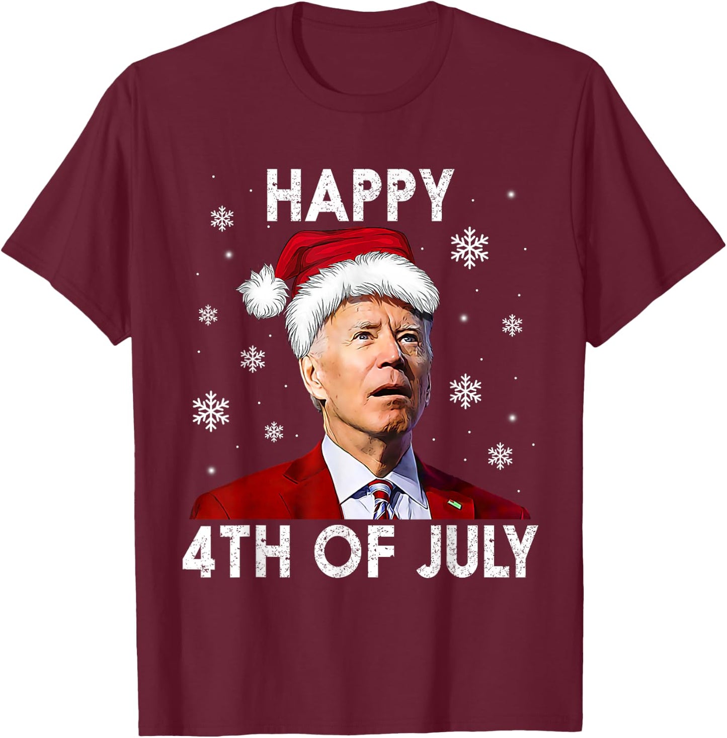 Funny Happy 4th of July Joe Biden Costume Santa shirt T-Shirt - T-Shirt | Maroon
