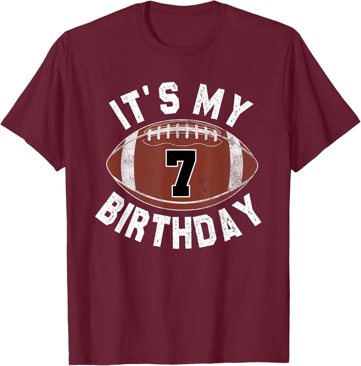 It's My 7th Birthday Boy 7 Year Old Football Player Kids T-Shirt - T-Shirt | Maroon