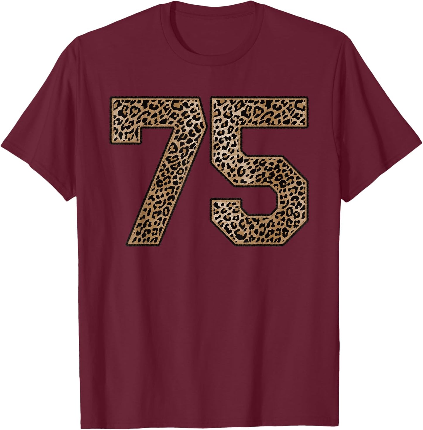 Leopard Number 75 Athlete Sports Jersey Supporter Fanwear T-Shirt - T-Shirt | Maroon