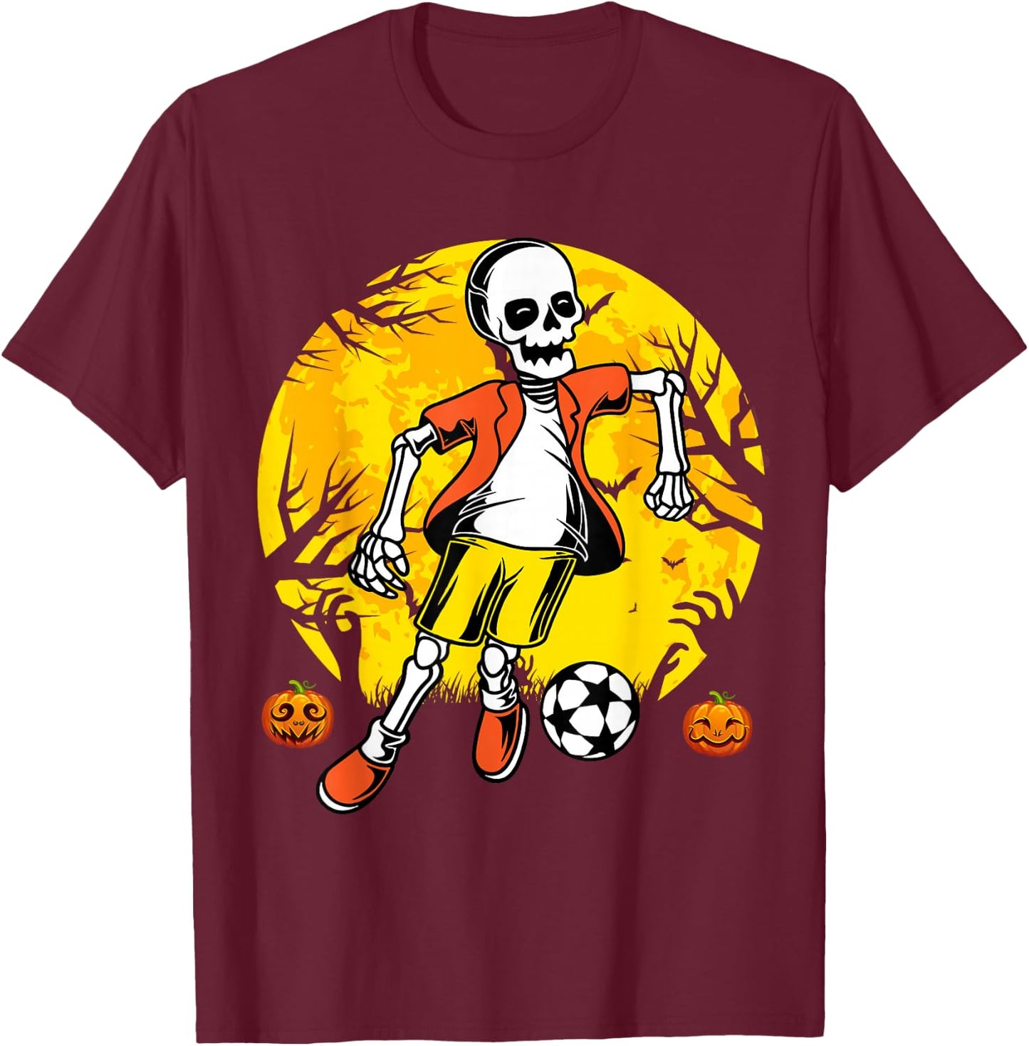 Soccer Halloween Skeleton Funny Football Halloween Soccer T-Shirt - T-Shirt | Maroon