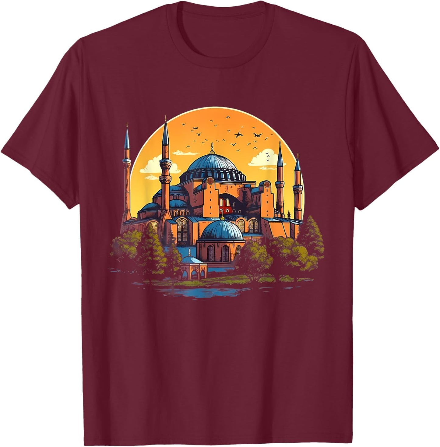 Retro Style Hagia Sophia T-Shirt - T-Shirt | Maroon