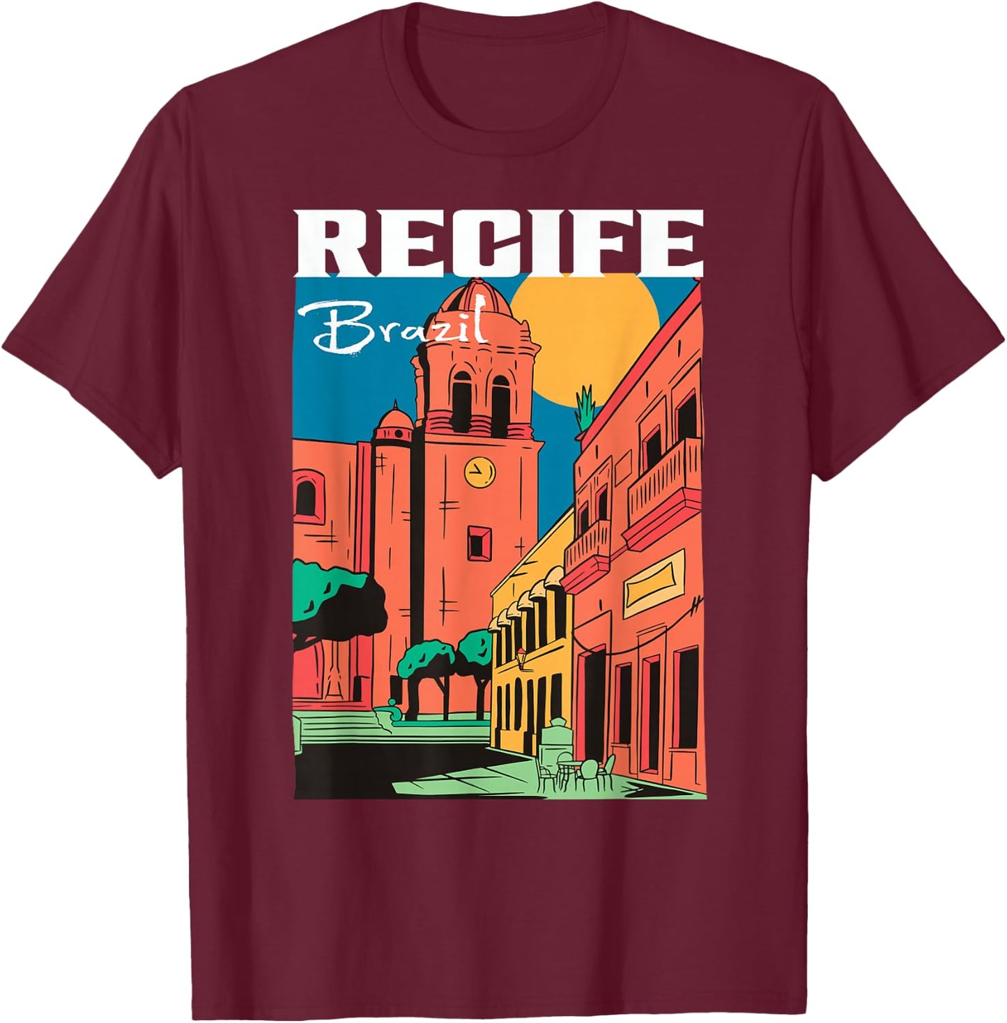 Recife Pernambuco Brazil Vintage T-Shirt - T-Shirt | Maroon
