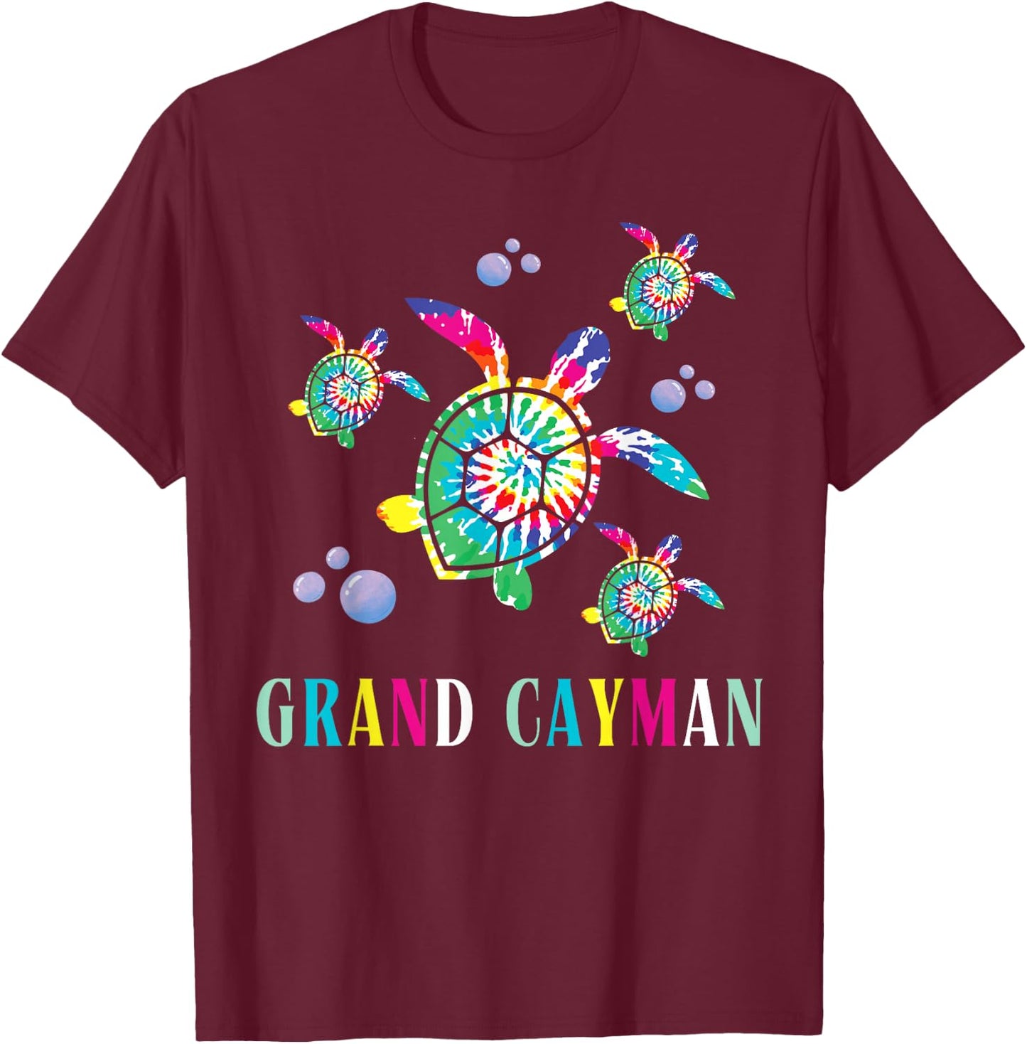 Cayman Islands Souvenir Store Grand Cayman Sea Turtle - Black, -Adults, Short Sleeve, Classic Fit, , 1 Count, Small T-Shirt - T-Shirt | Maroon