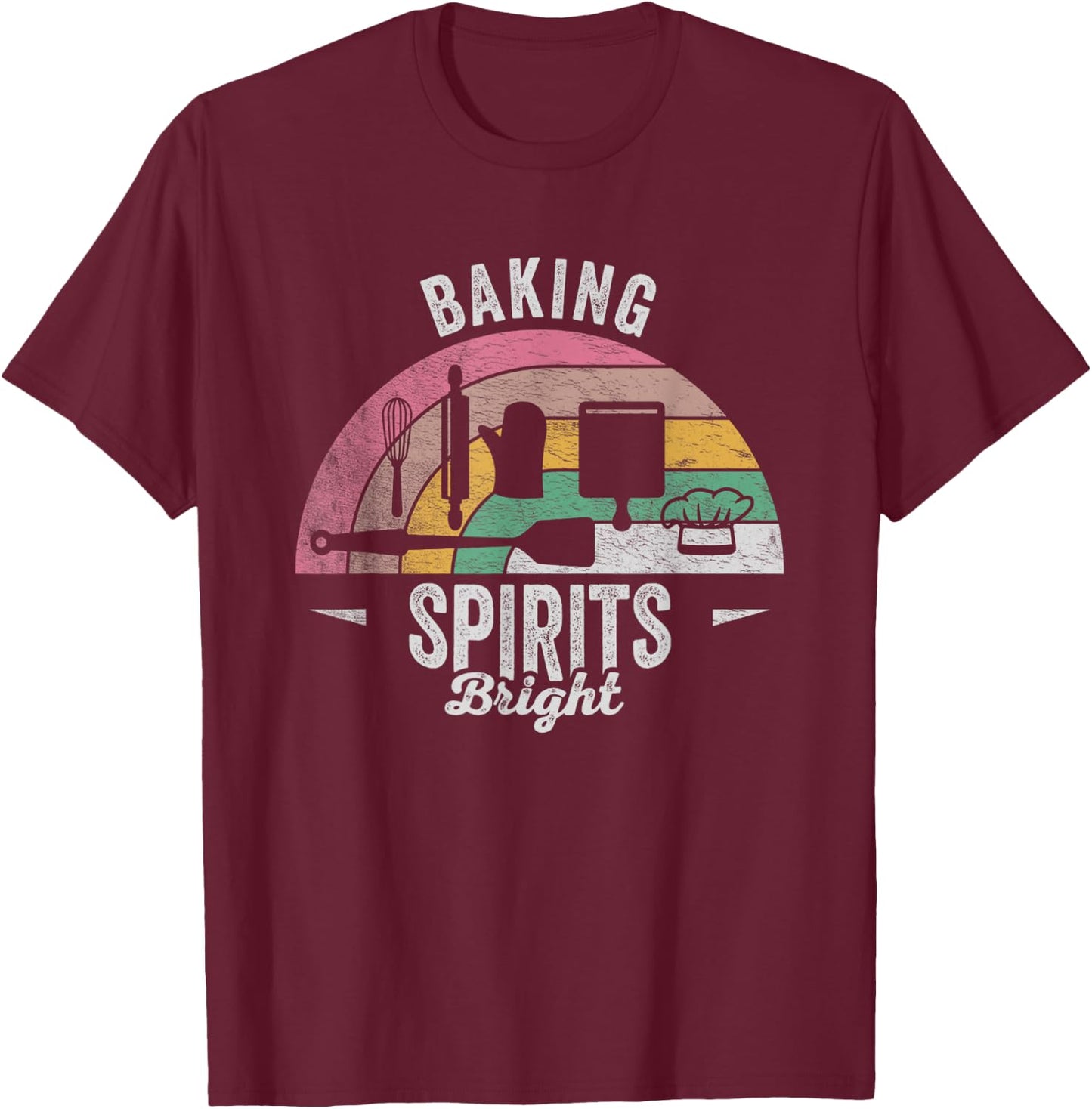 Retro Vintage Baking Spirits Bright Bakery Donut Cookie T-Shirt - T-Shirt | Maroon