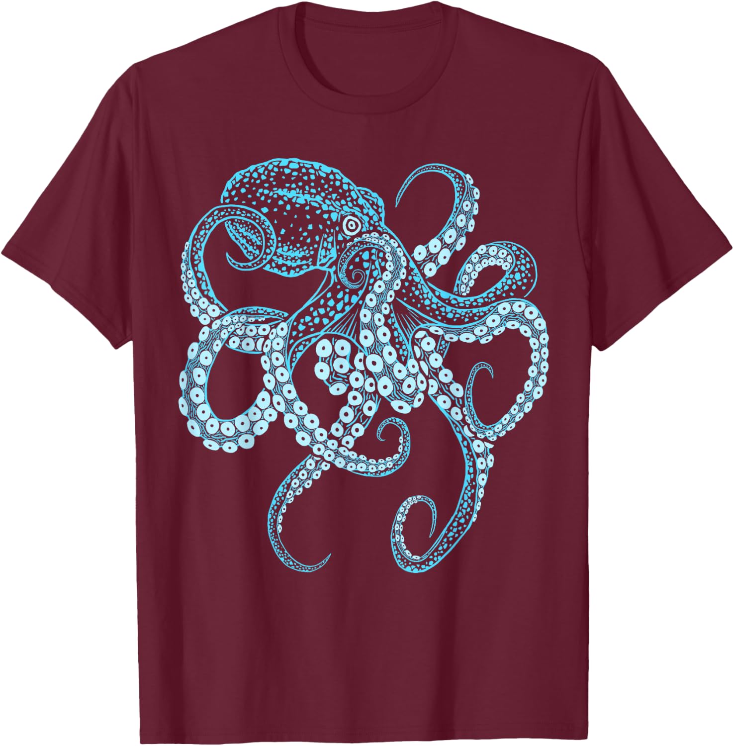 Octopus deep-sea blue kraken in combat stance T-Shirt - T-Shirt | Maroon