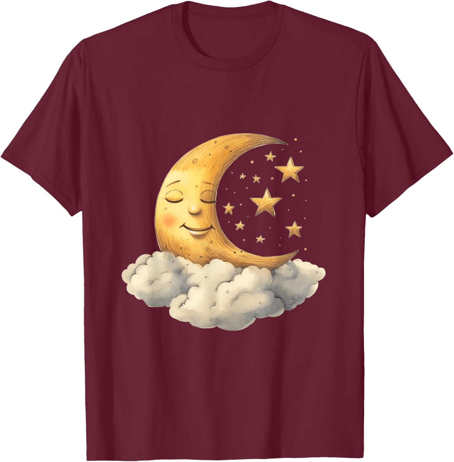 Sleepy Moon Stars Cloud Funny Pjs Pajamas Cute Kids Sleeping T-Shirt - T-Shirt | Maroon