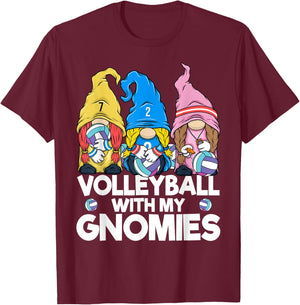 Volleyball Gnome Volleyball with My Gnomies Women Teen Girls T-Shirt - T-Shirt | Maroon