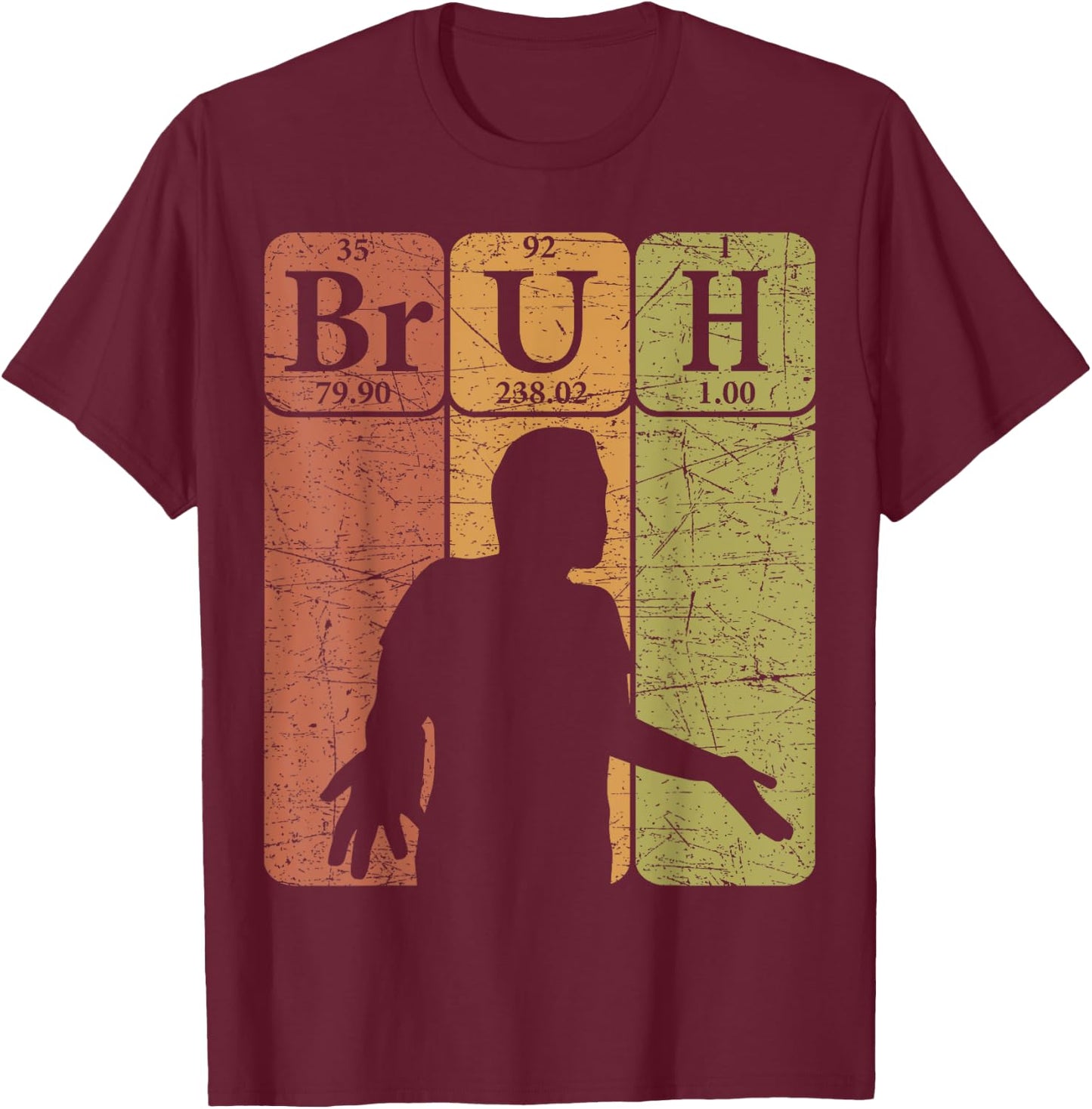 Bruh Periodic Table Elements Bro Slang Bruh Meme Vintage T-Shirt - T-Shirt | Maroon