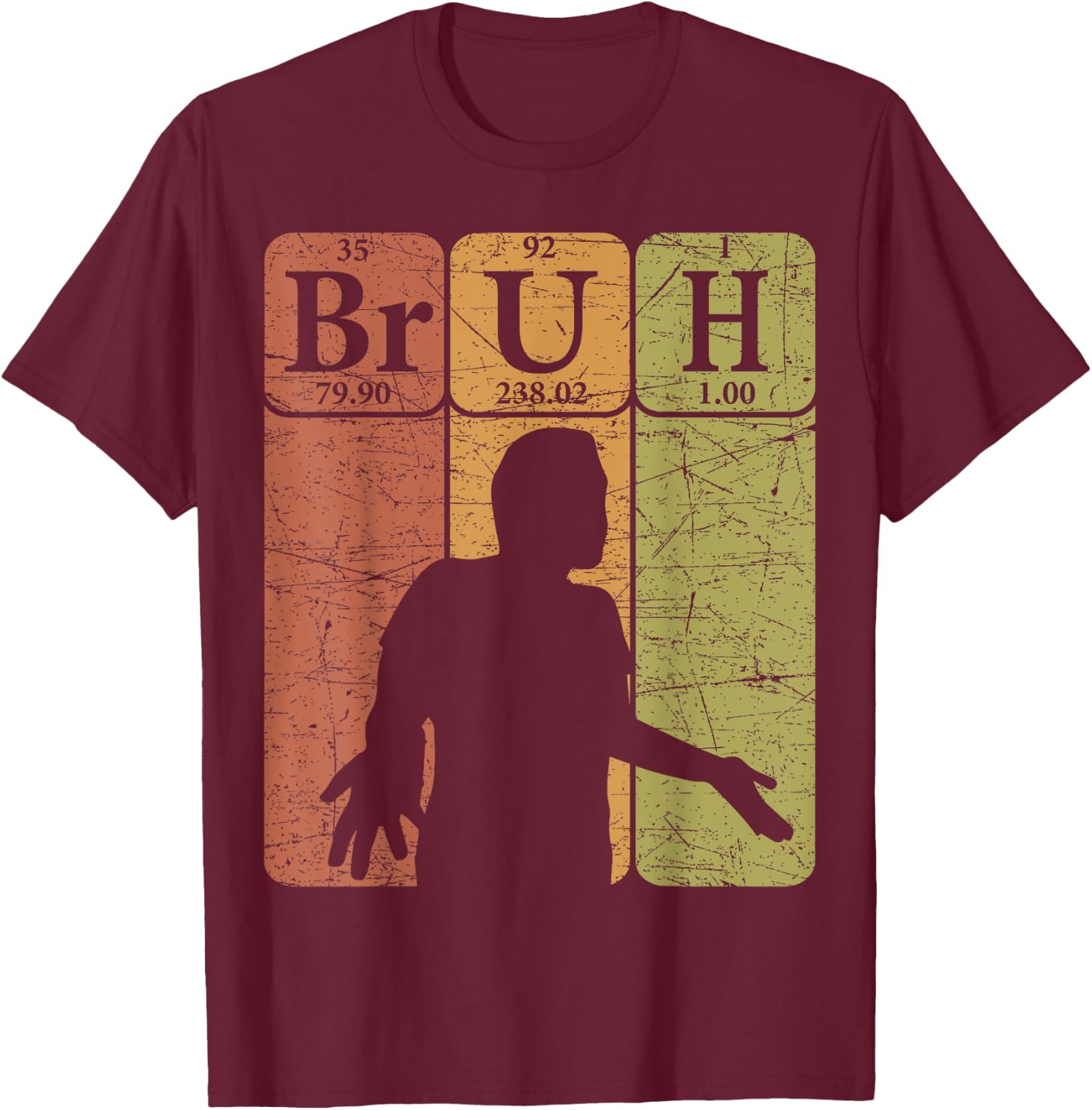 Bruh Periodic Table Elements Bro Slang Bruh Meme Vintage T-Shirt - T-Shirt | Maroon