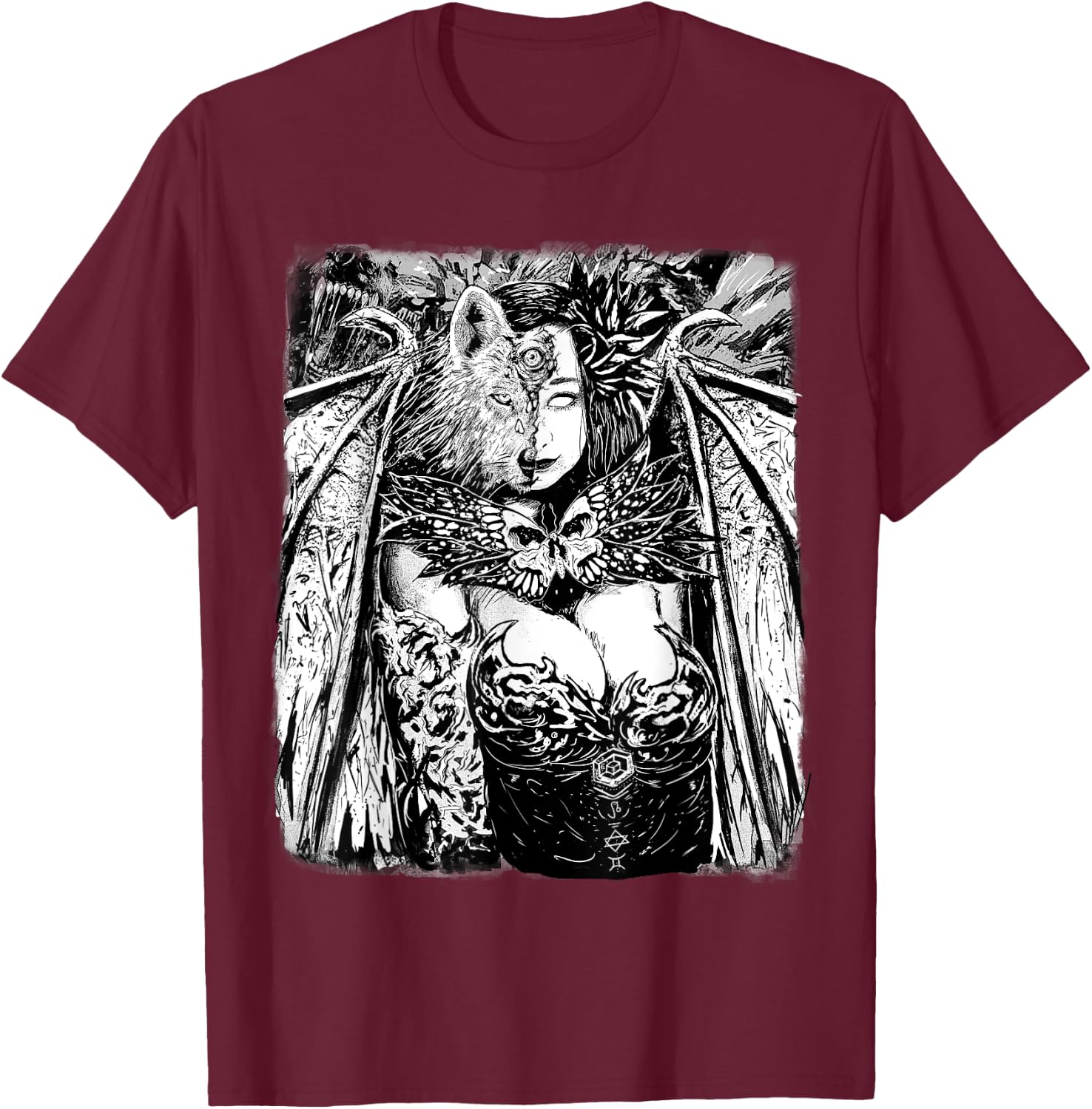 Gothic Succubus Dragon Lady Manga Art - Sexy Manga Girl T-Shirt - T-Shirt | Maroon