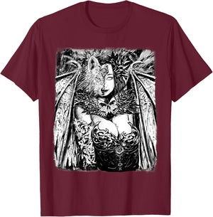 Gothic Succubus Dragon Lady Manga Art - Sexy Manga Girl T-Shirt - T-Shirt | Maroon