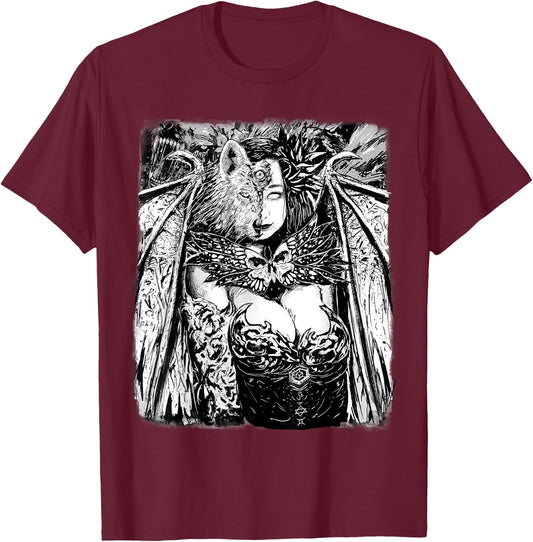 Gothic Succubus Dragon Lady Manga Art - Sexy Manga Girl T-Shirt - T-Shirt | Maroon