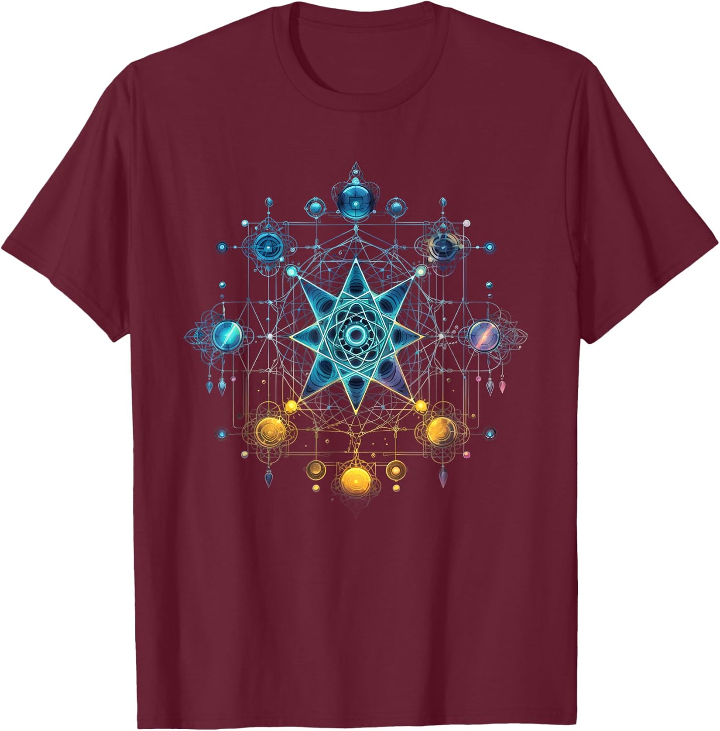 Sacred Geometry Flower of Life Metatron's Cube T-Shirt - T-Shirt | Maroon