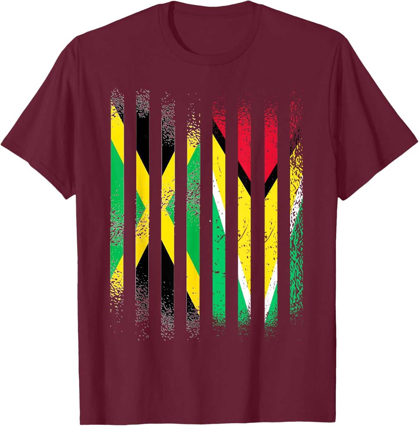 Jamaica Flag Guyana Grown Country Flags Stripes T-Shirt - T-Shirt | Maroon