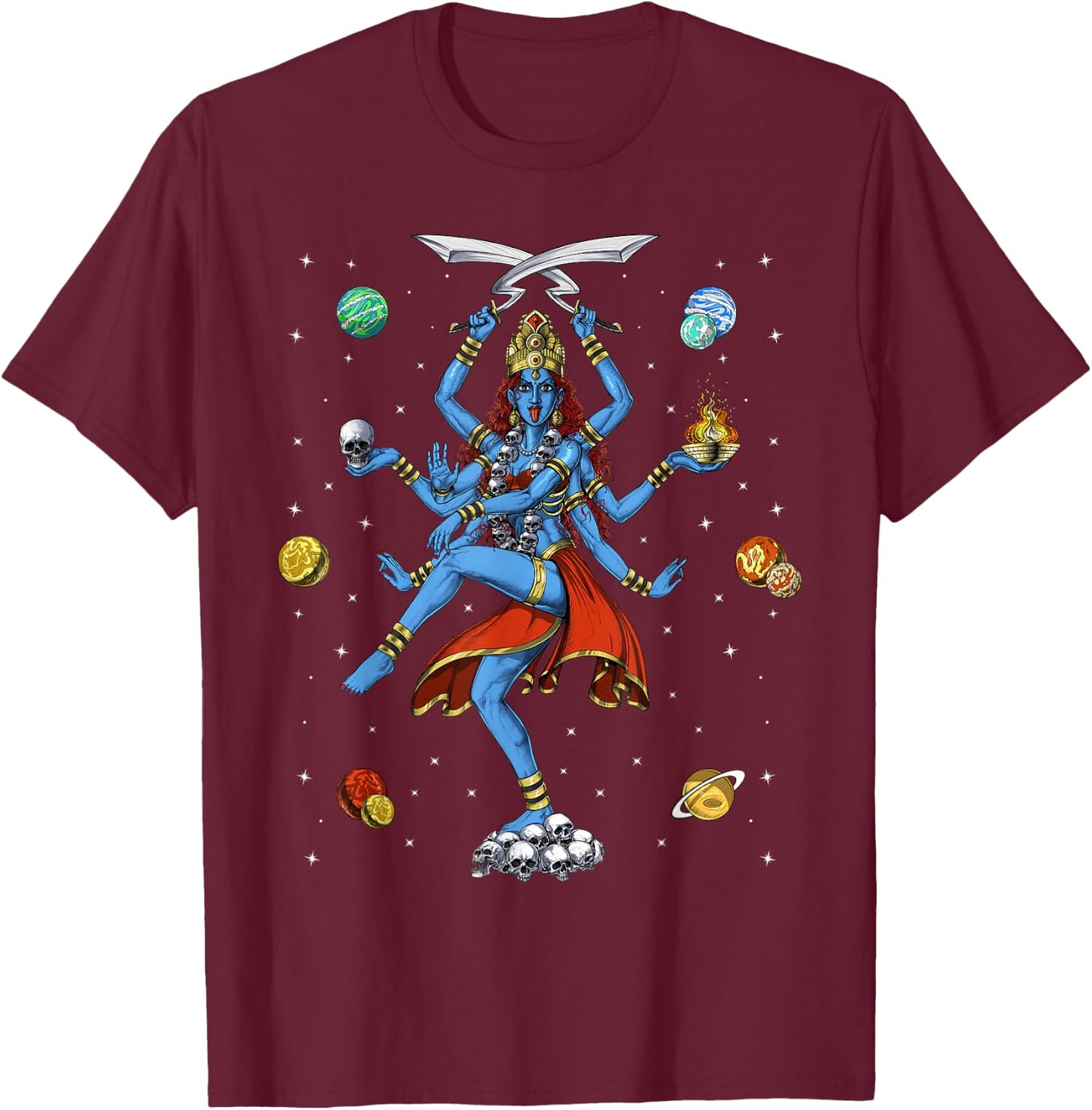 Kali Hindu Goddess Hinduism Deity God Spiritual Zen Yoga T-Shirt - T-Shirt | Maroon
