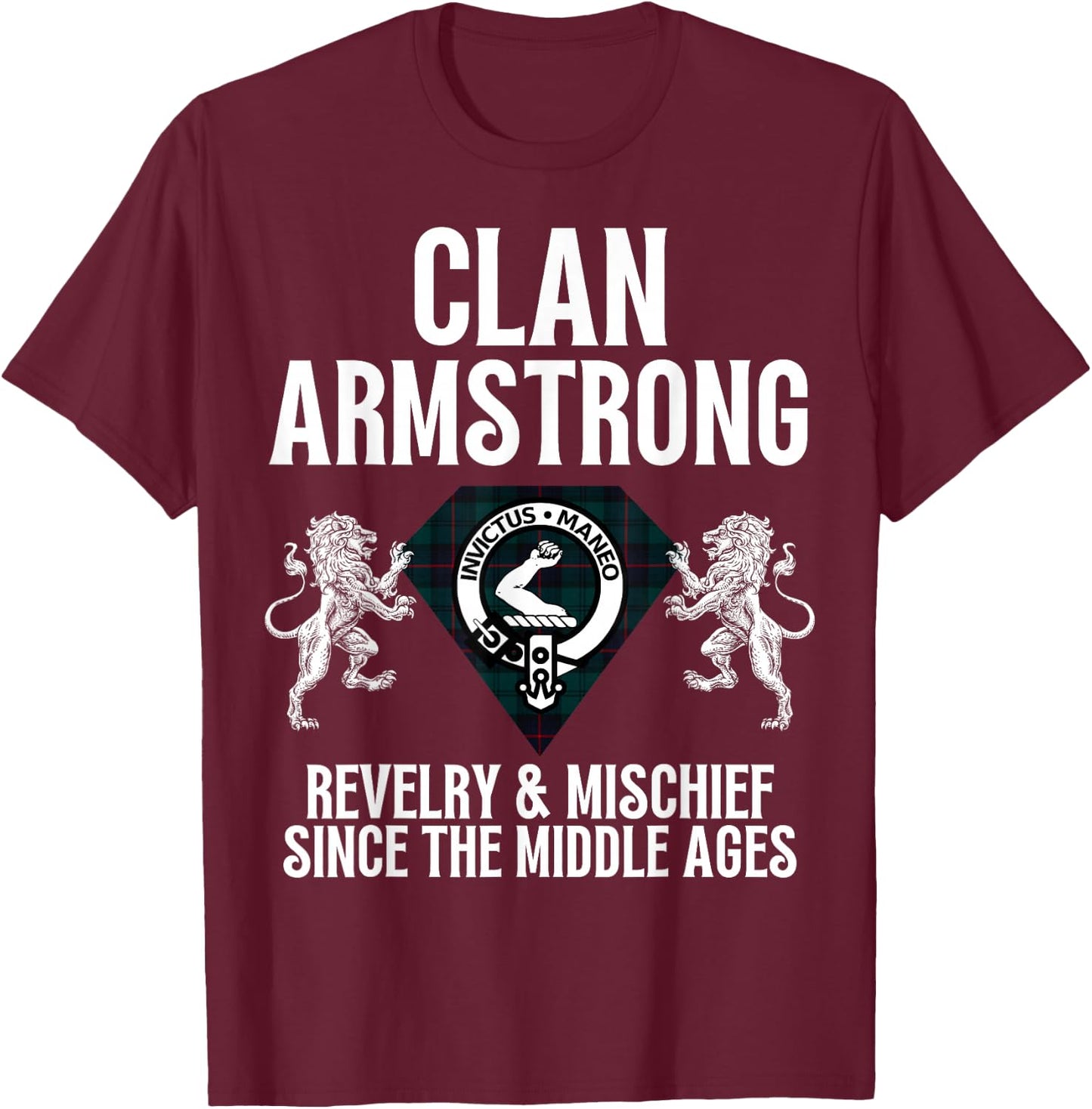 Armstrong Clan Scottish Name Coat Of Arms Tartan Family T-Shirt - T-Shirt | Maroon