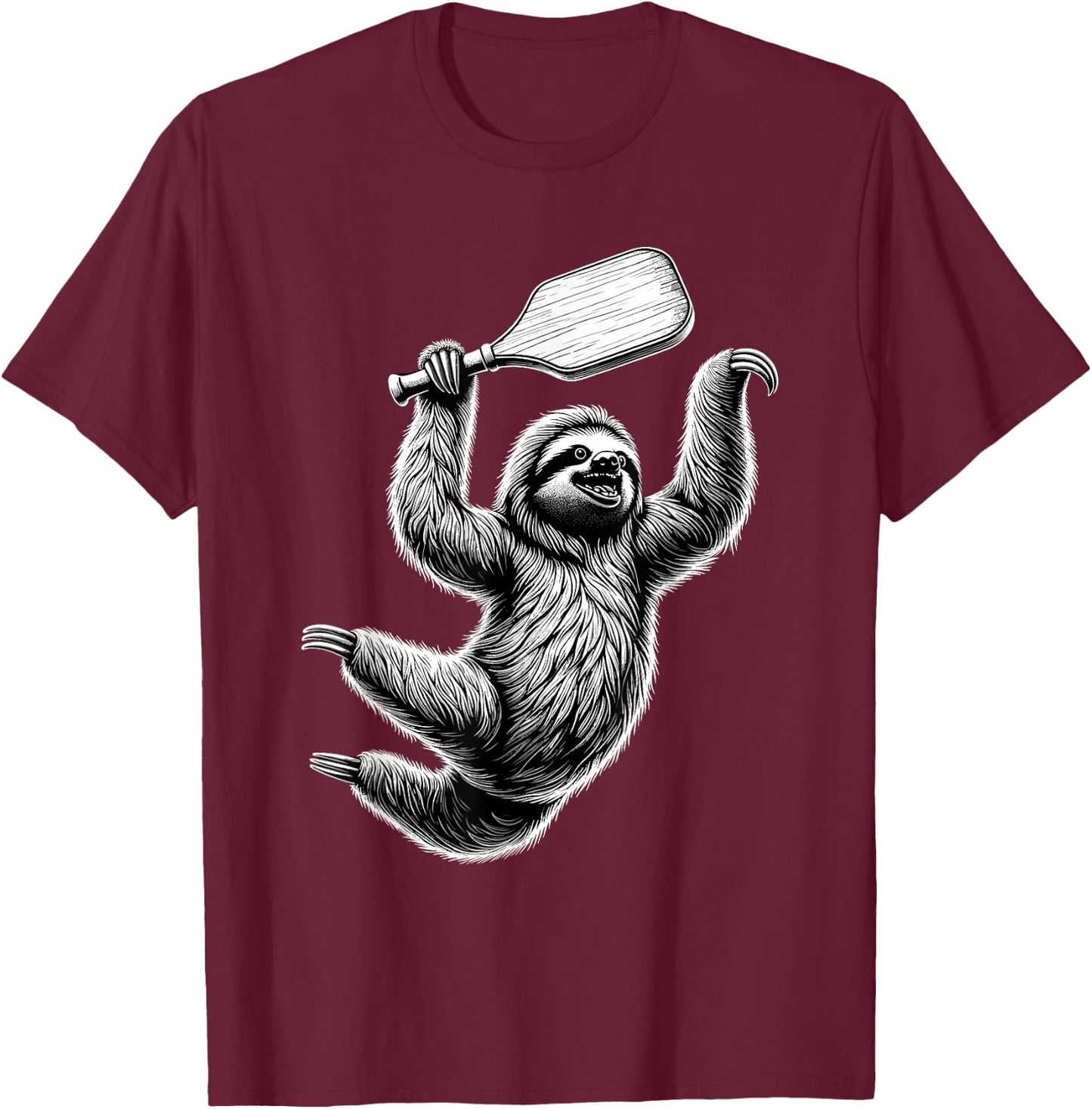 Sloth Playing Pickleball For Pickle Ball Player T-Shirt - T-Shirt | Maroon