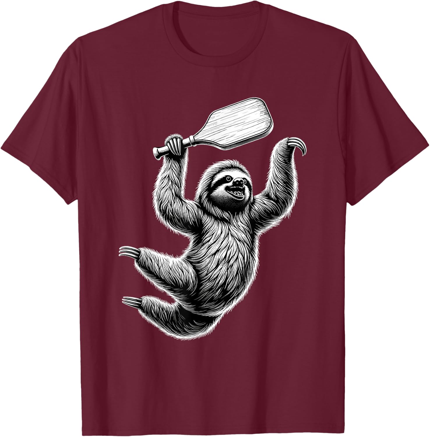 Sloth Playing Pickleball For Pickle Ball Player T-Shirt - T-Shirt | Maroon