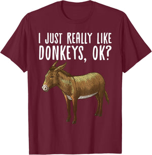 Funny Donkey Design Women Mule Animal Farming Horse T-Shirt - T-Shirt | Maroon