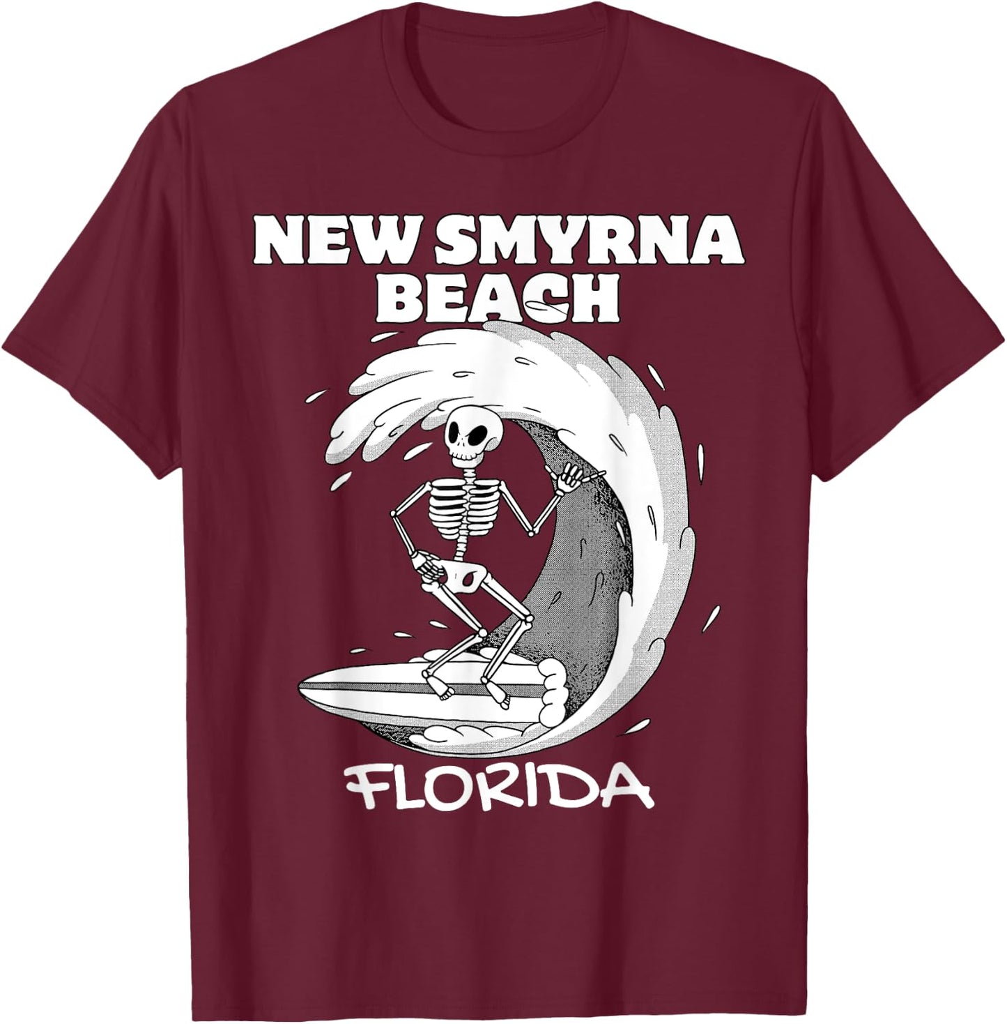NEW SMYRNA BEACH FLORIDA Surf Vintage Retro Surfing T-Shirt - T-Shirt | Maroon