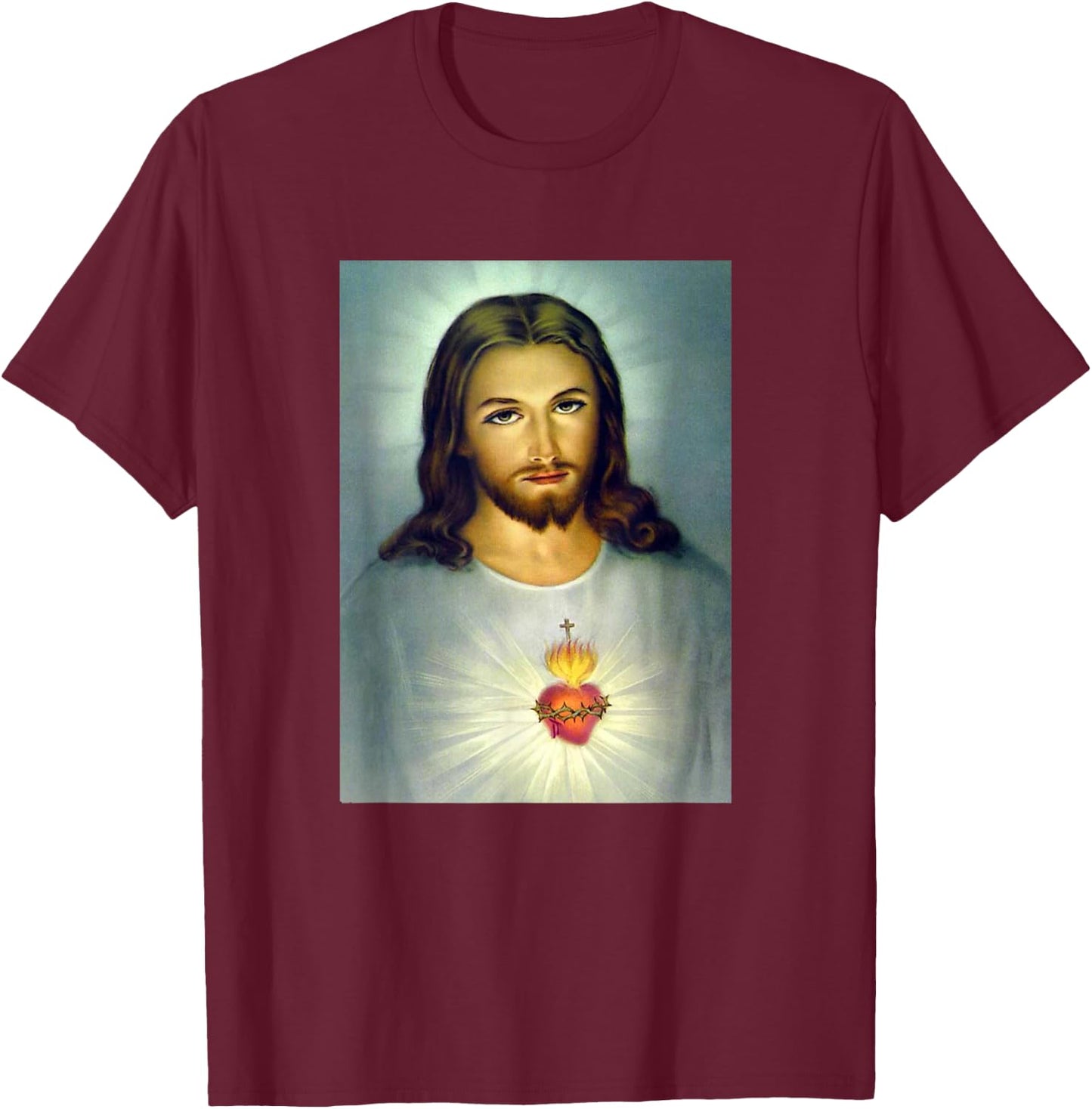 Jesus Sacred Heart Divine Mercy Christian Roman Catholic T-Shirt - T-Shirt | Maroon