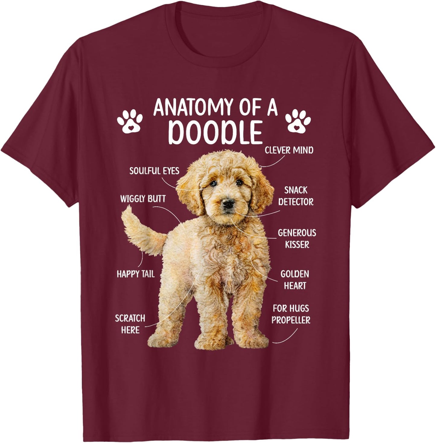 Anatomy of A Doodle Dog Doodle Owner Goldendoodle Mom T-Shirt - T-Shirt | Maroon