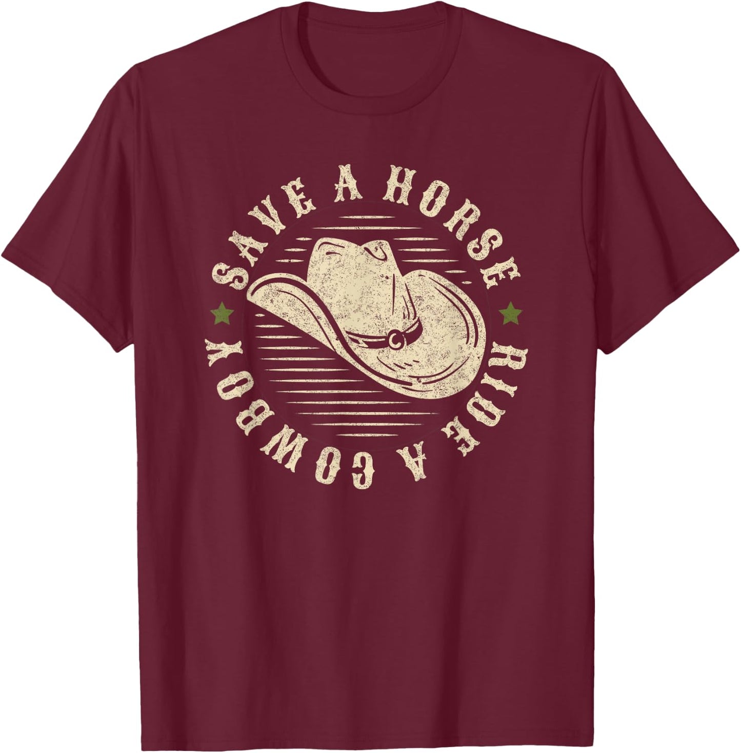 Farm Lover, Country Outfits Save a Horse Ride a Cowboy, Funny Cowgirl Cowboy T-Shirt - T-Shirt | Maroon